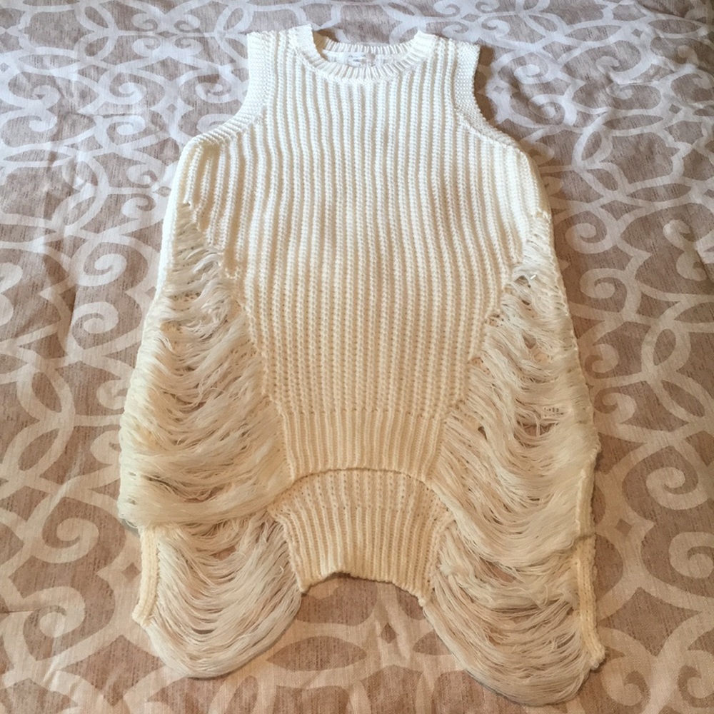 Distressed Knit Long Tank